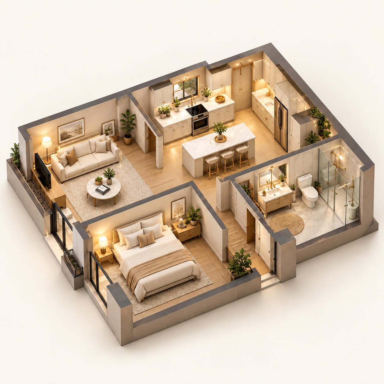 Illustrative 1 Bedroom / 1 Bathroom cleaning layout