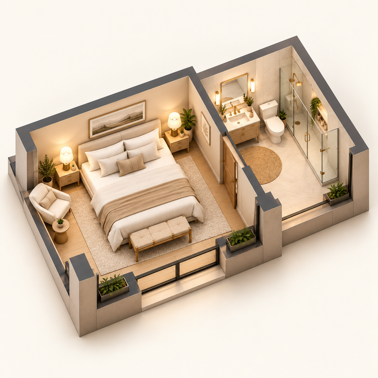 Illustrative guest suite cleaning layout