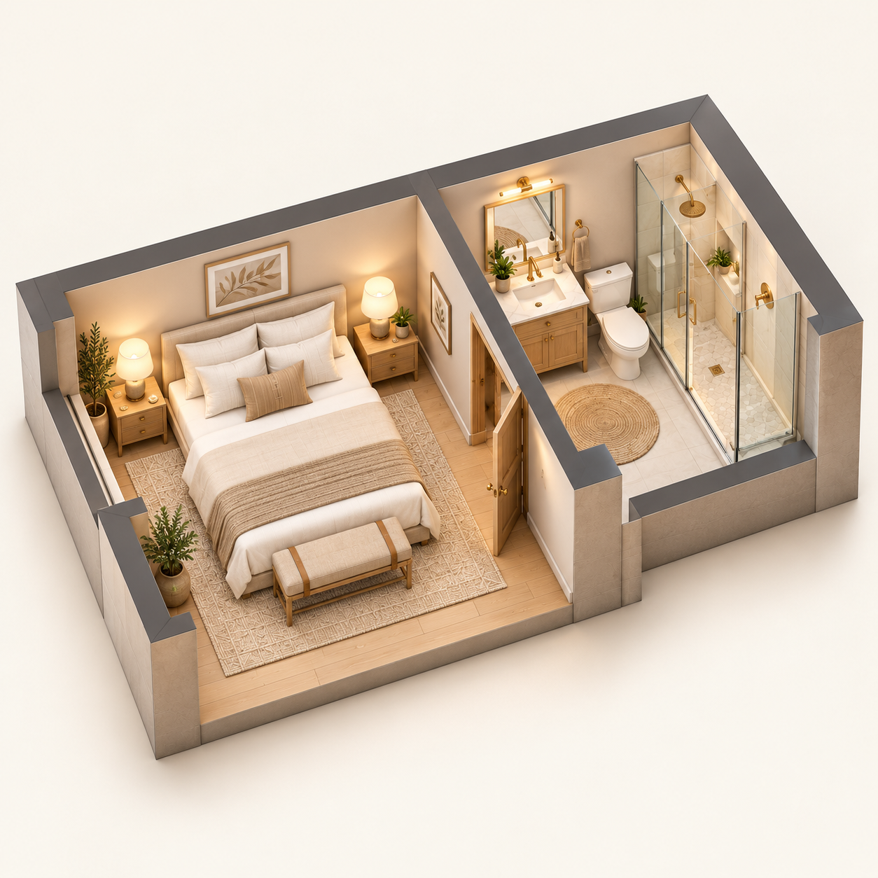 Illustrative guest suite cleaning layout