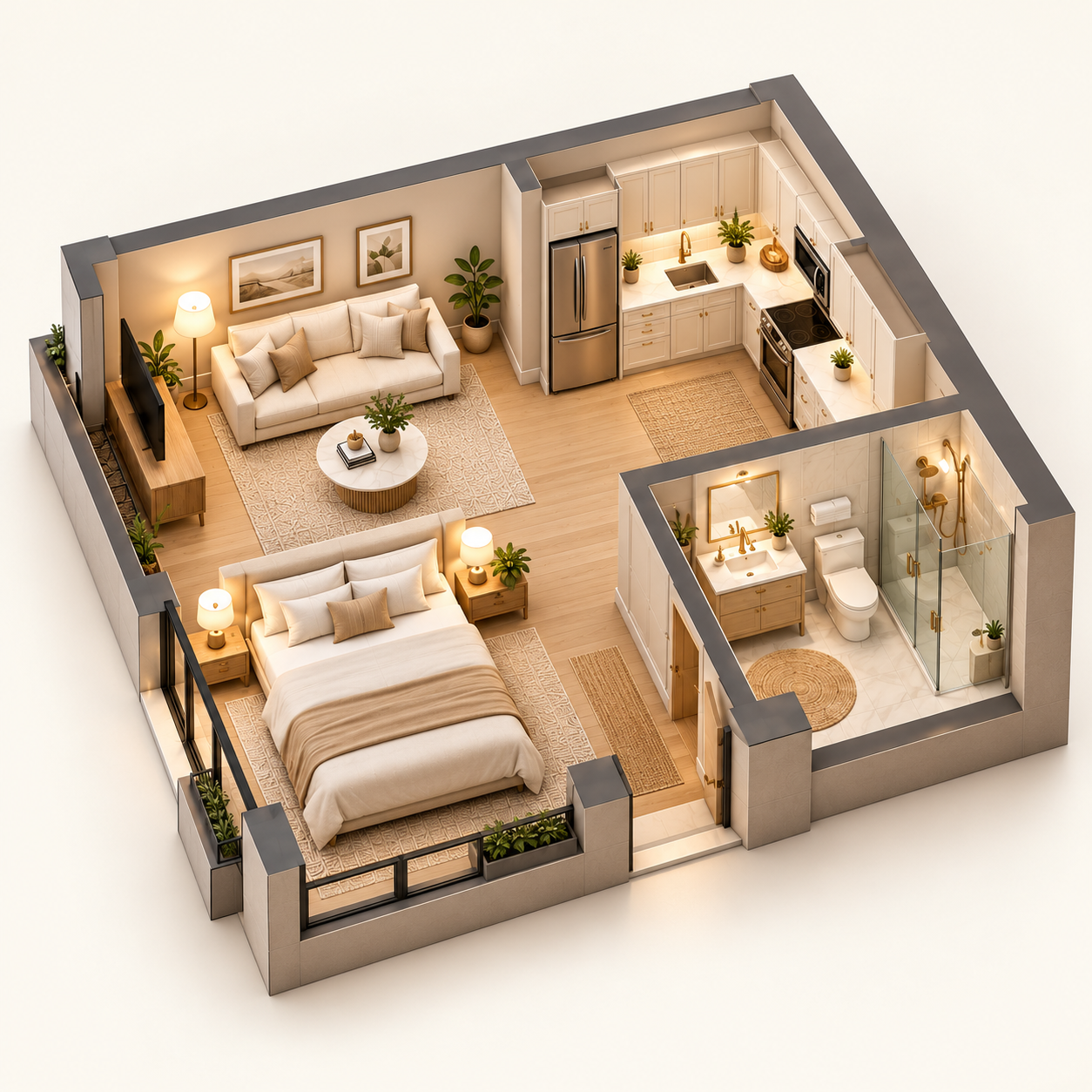 Illustrative Studio Apartment cleaning layout